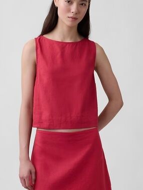 Gap linen blend crop sleeveless shirt
